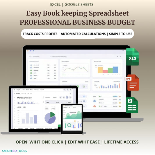 Easy Book keeping Spreadsheet  PROFESSIONAL BUSINESS BUDGET